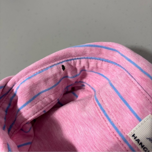 Johnnie-O Hangin' Out Men's Cotton T Shirt XL Pink Blue Stripe Polo Short Sleeve - Picture 9 of 9